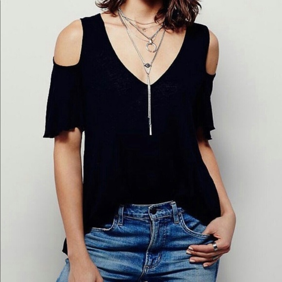 Free People Cold Shoulder Tee - Picture 1 of 7
